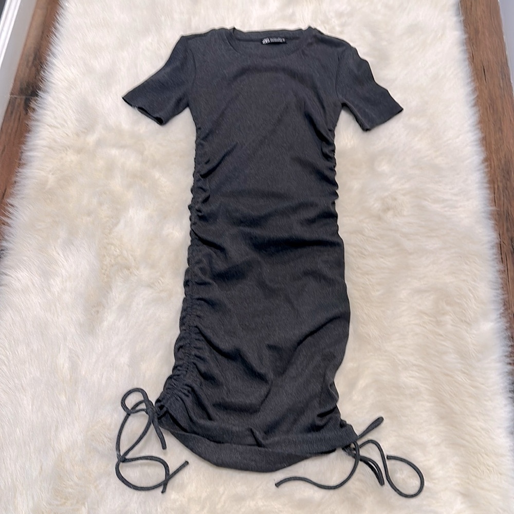 Zara Charcoal Ruched Mini Dress
